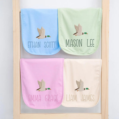 Mallard Ducks Embroidered Baby Burp Cloth