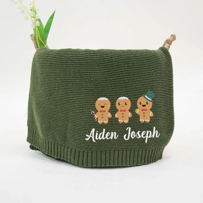 Personalized Embroidery Gingerbread Cookies Baby Blanket