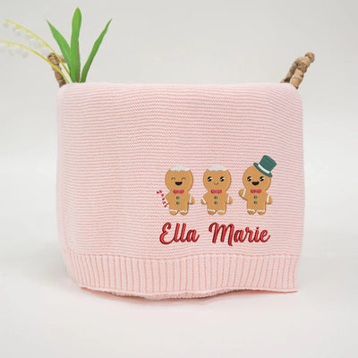 Personalized Embroidery Gingerbread Cookies Baby Blanket