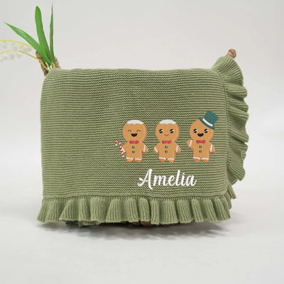 Personalized Embroidery Gingerbread Cookies Baby Blanket
