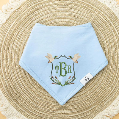 Personalized Embroidery Monogram Mallard Duck Baby Bibs