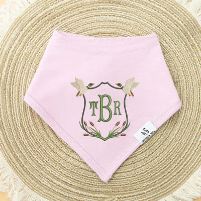 Personalized Embroidery Monogram Mallard Duck Baby Bibs