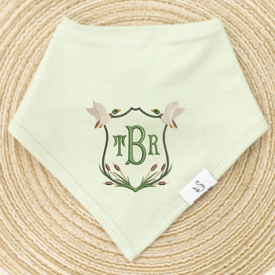 Personalized Embroidery Monogram Mallard Duck Baby Bibs