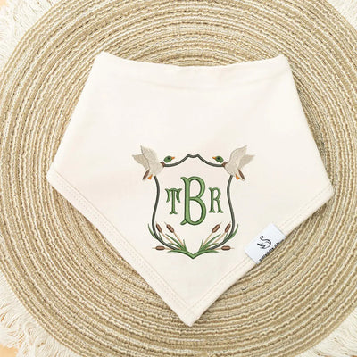 Personalized Embroidery Monogram Mallard Duck Baby Bibs