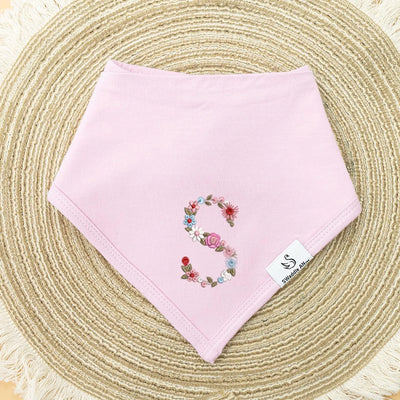 Personalized Floral Initial Name Bibs