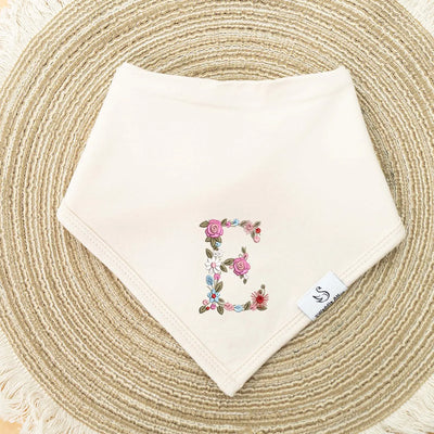 Personalized Floral Initial Name Bibs