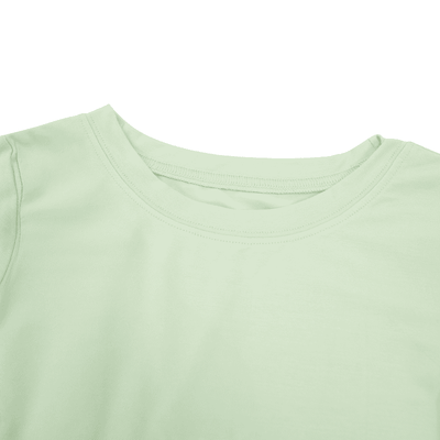 Close-up of a light green sleeveless top on a white background