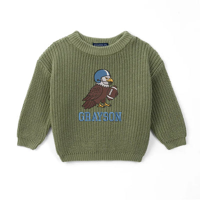 Custom Embroidered USA Eagle Football Baby Sweater