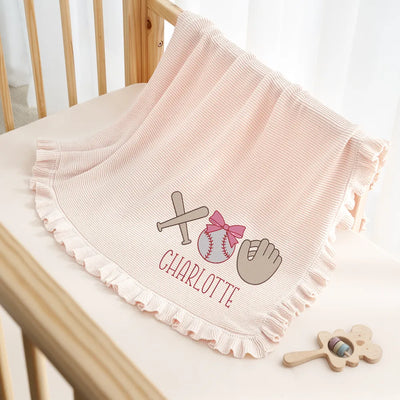 Custom Embroidered Baseball Name Knit Baby Blanket