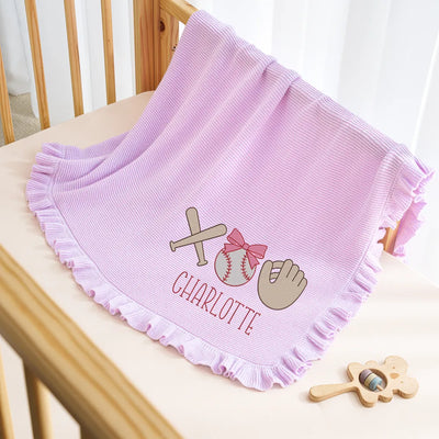 Custom Embroidered Baseball Name Knit Baby Blanket