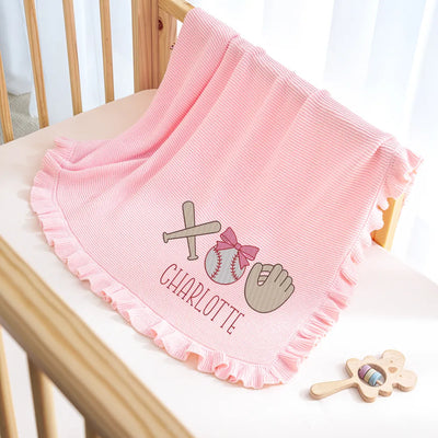 Custom Embroidered Baseball Name Knit Baby Blanket