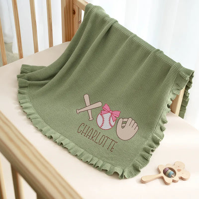 Custom Embroidered Baseball Name Knit Baby Blanket