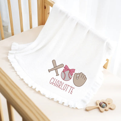 Custom Embroidered Baseball Name Knit Baby Blanket
