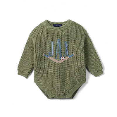 Custom Monogram Baseball Baby Rompers