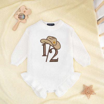 1/2 Birthday Western Cowboy Baby Romper