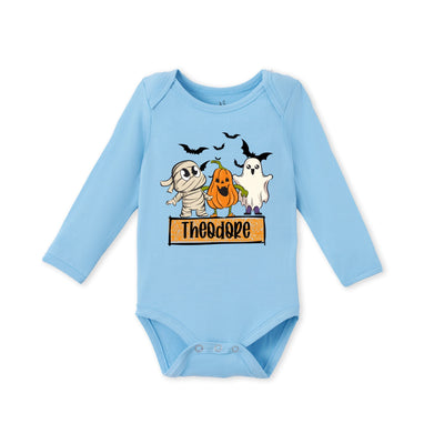 Halloween Ghost Custom Name Bamboo Baby Onesie