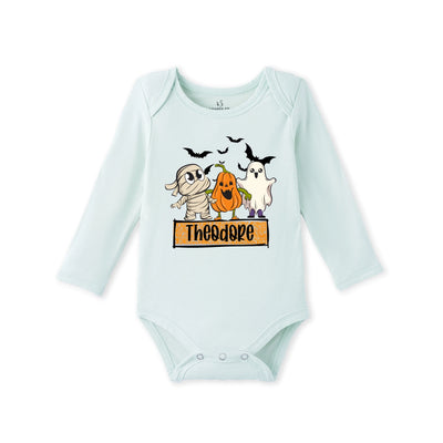 Halloween Ghost Custom Name Bamboo Baby Onesie