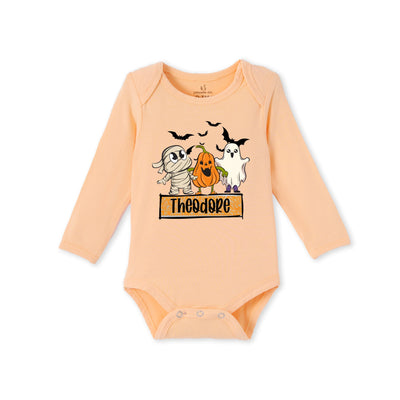 Halloween Ghost Custom Name Bamboo Baby Onesie