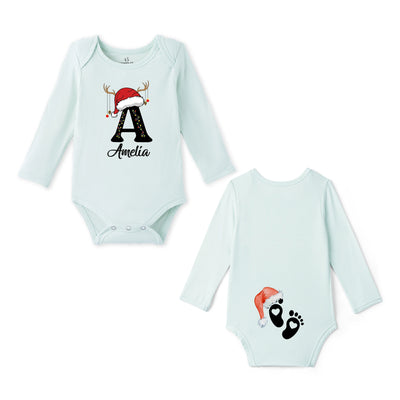 Custom Christmas Initial Bamboo Baby Onesie