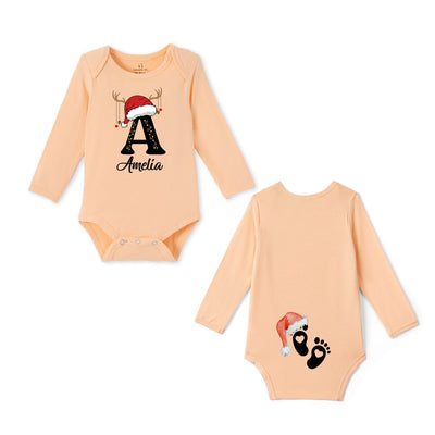 Custom Christmas Initial Bamboo Baby Onesie