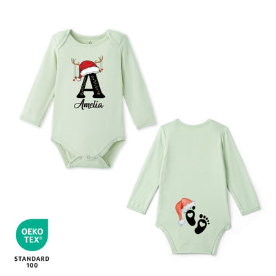 Custom Christmas Initial Bamboo Baby Onesie