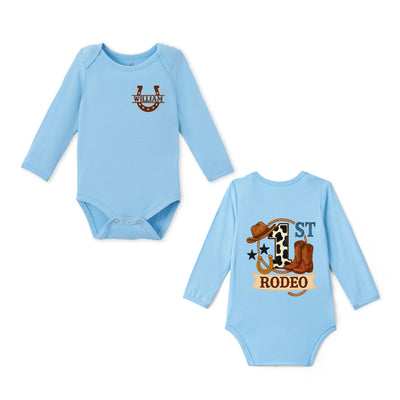 Custom My First Rodeo Bamboo Baby Bodysuit