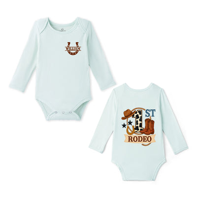 Custom My First Rodeo Bamboo Baby Bodysuit