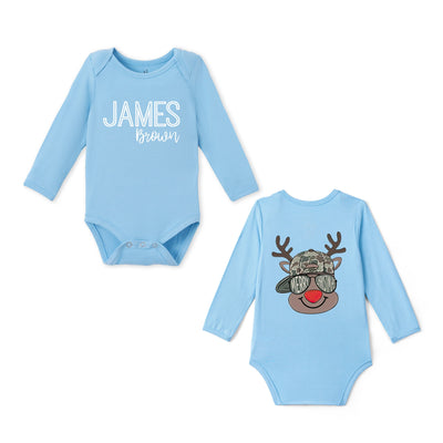 Custom Name Merry Christmas Bamboo Baby Bodysuit