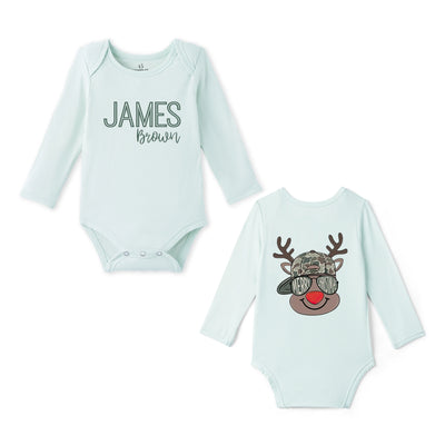 Custom Name Merry Christmas Bamboo Baby Bodysuit