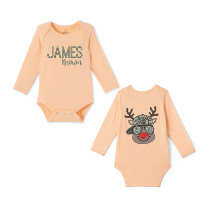 Custom Name Merry Christmas Bamboo Baby Bodysuit