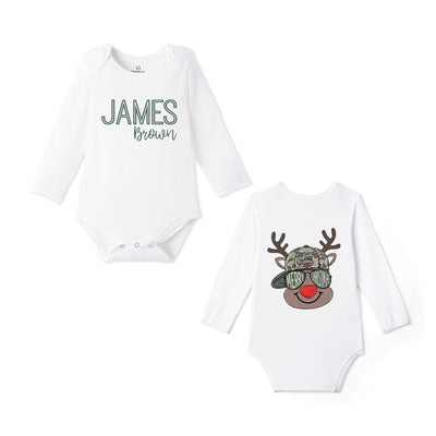 Custom Name Merry Christmas Bamboo Baby Bodysuit