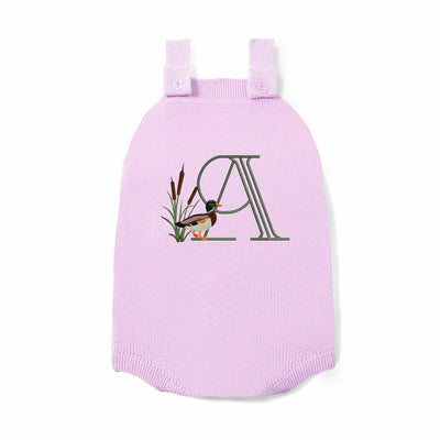 Custom Mallard Duck Initial Button Strap Romper