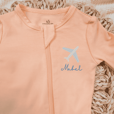 Embroidered Pilot Baby Name Pajamas - SwaddleAn