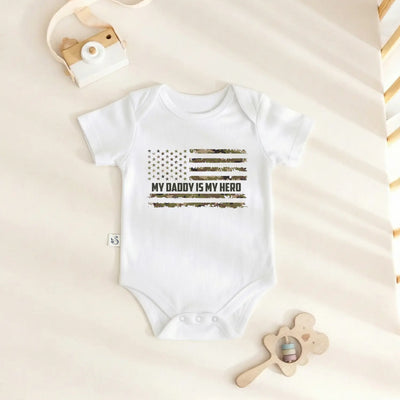 American Flag My Daddy is My Hero Baby Onesie