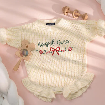 Baby Christmas Holiday Embroidery Romper