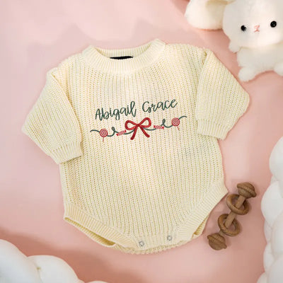 Baby Christmas Holiday Embroidery Romper