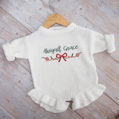 Baby Christmas Holiday Embroidery Romper