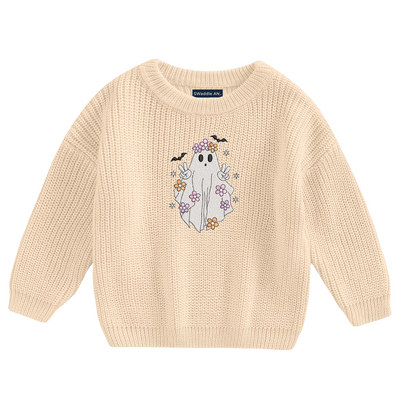 Embroidery Knit Baby Sweater | Halloween Cute Ghost
