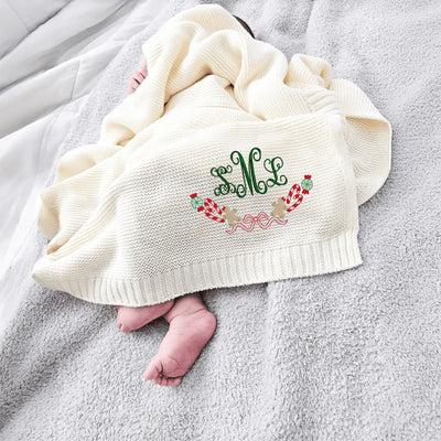 Baby Monogrammed Christmas Blanket with Name