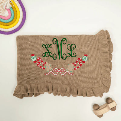 Baby Monogrammed Christmas Blanket with Name