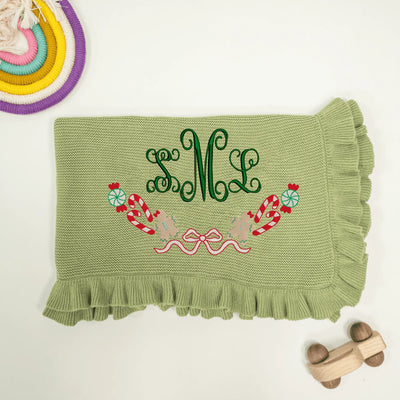 Baby Monogrammed Christmas Blanket with Name