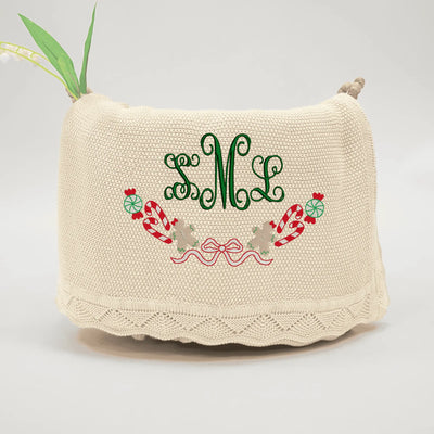 Baby Monogrammed Christmas Blanket with Name