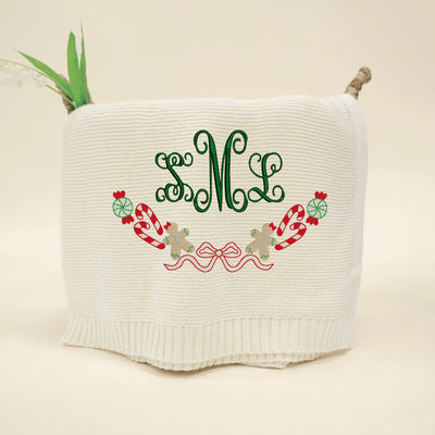 Baby Monogrammed Christmas Blanket with Name