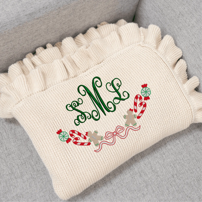 Baby Monogrammed Christmas Blanket with Name
