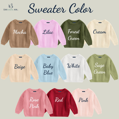 Hand Embroidered Name Baby Sweater with Bow