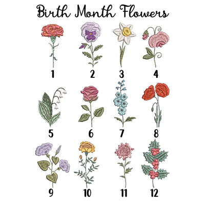 Birth Month Flower Embroidery Baby Romper