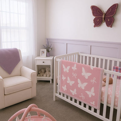Butterfly Jacquard Knit Baby Blanket