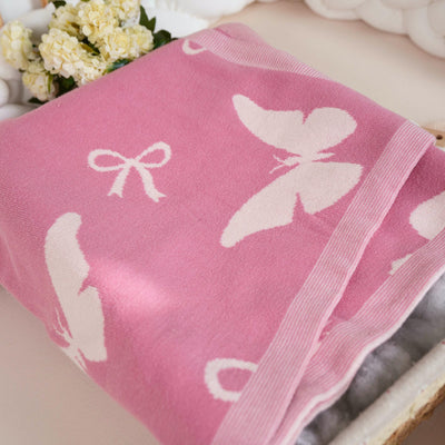 Butterfly Jacquard Knit Baby Blanket