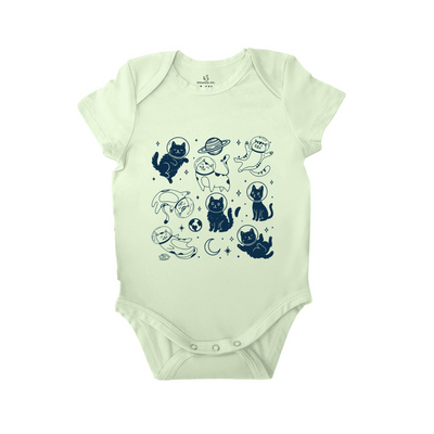 Cats In Space Silly Baby Onesie | Funny Cat Lover Bamboo Bodysuit
