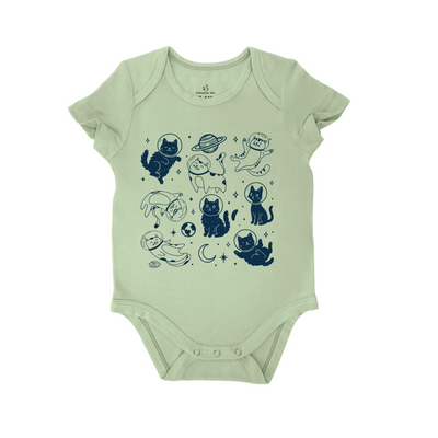 Cats In Space Silly Baby Onesie | Funny Cat Lover Bamboo Bodysuit